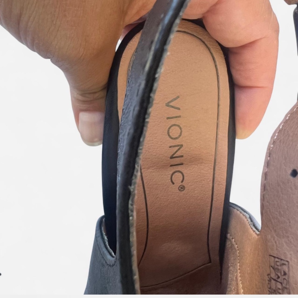 Vionic Sleek Black Leather Open Heel Booties - image 5